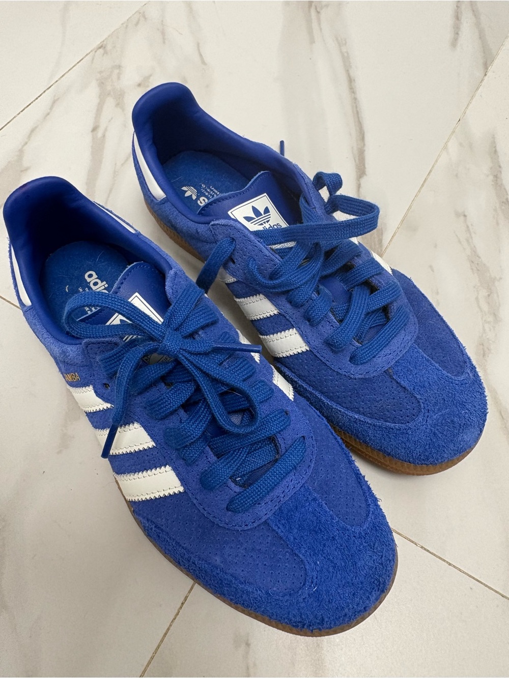 Adidas Royal Blue Samba Suede Sneakers with White Stripes